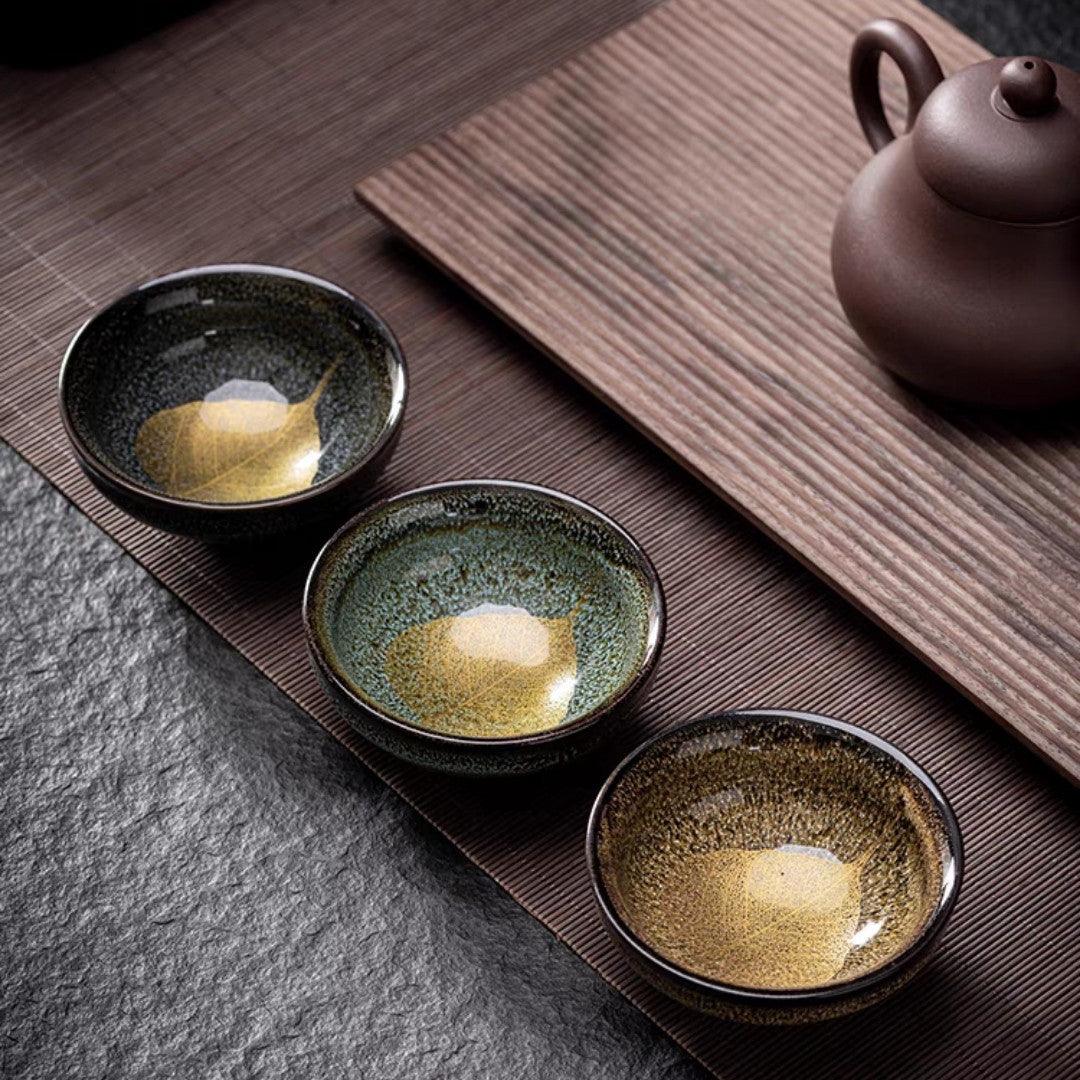 Heavenly Glaze Leaf handmade tea cup sets