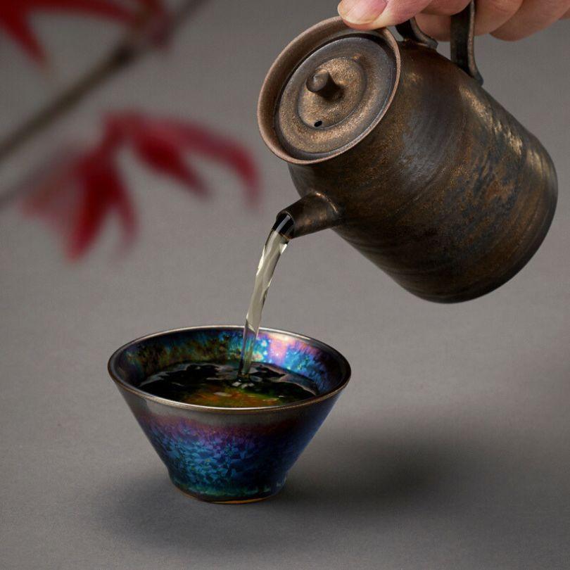 Peacock Feathers handmade tea cup sets - RENCONTRE ZEN&Tea