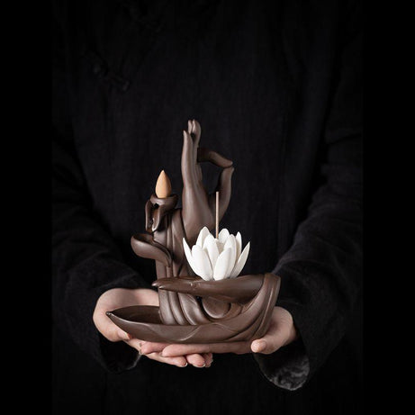 Lotus Hand Buddha Backflow Incense Burner - RENCONTRE ZEN&Tea
